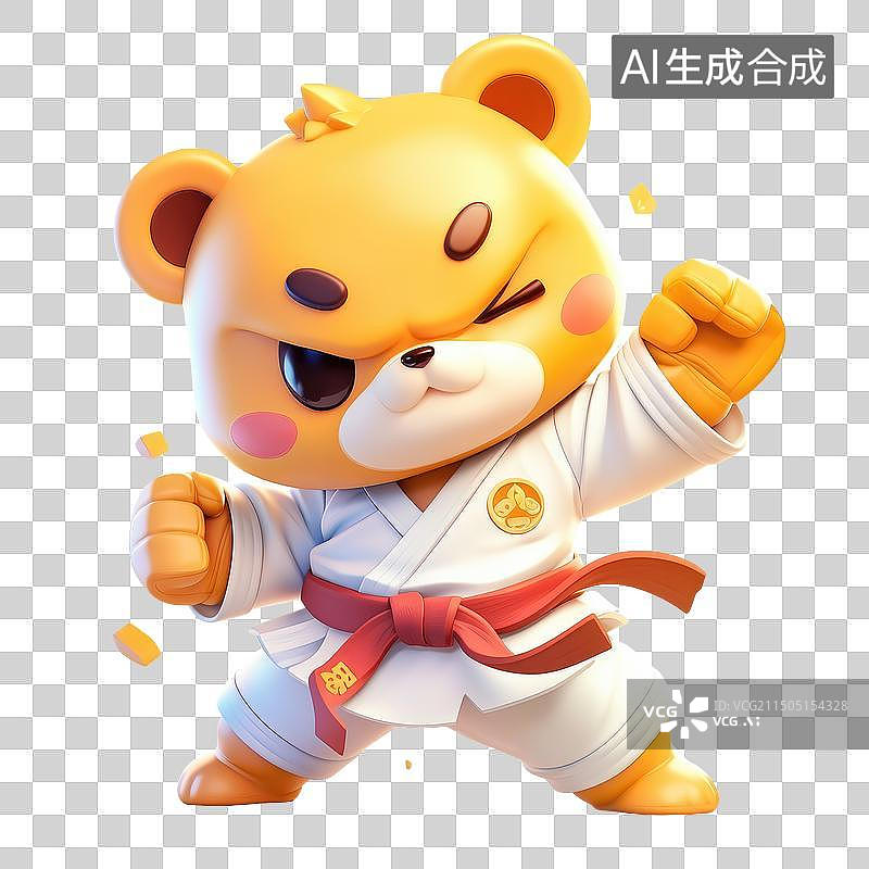 【AI数字艺术】豹子拟人化形象跆拳道选手免抠元素图片素材