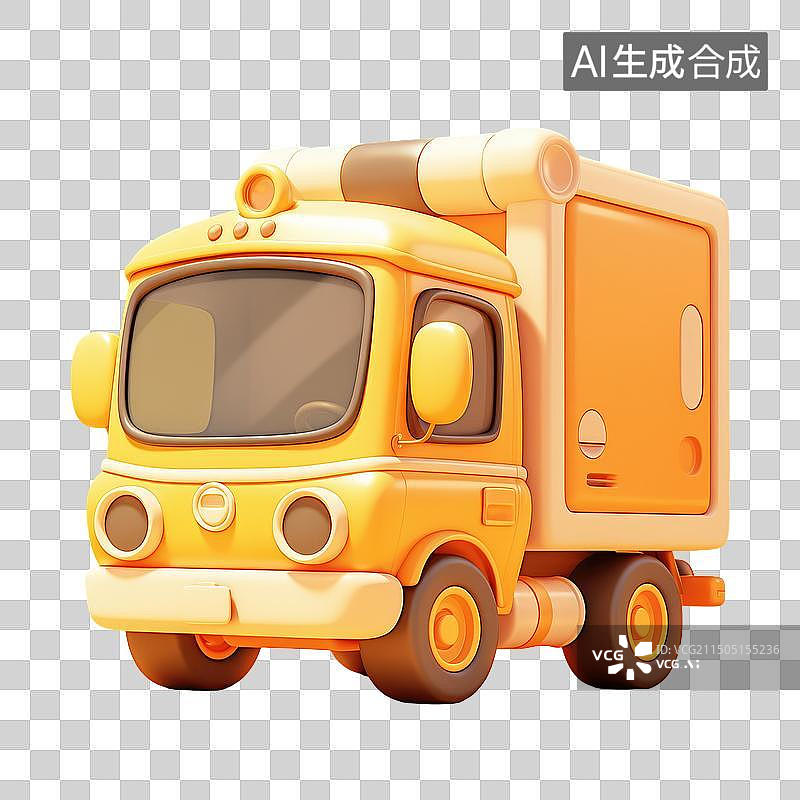 【AI数字艺术】厢式货车卡车卡通形象免抠元素图片素材