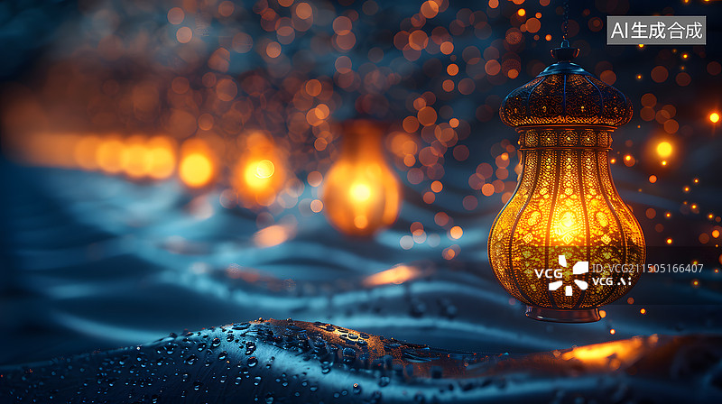 【AI数字艺术】漂亮精致的金属宫灯图片素材