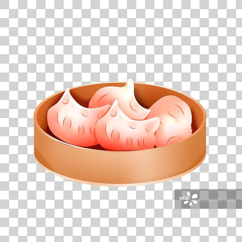 手绘传统广东美食虾饺插画图片素材