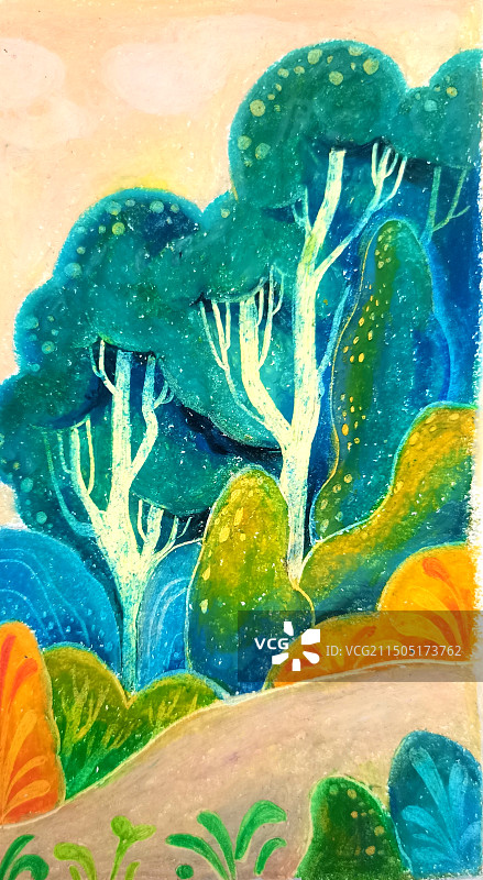 大树树林䓍丛插画图片素材