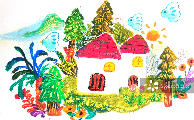 童话森林䓍丛概念油画棒插画图片素材