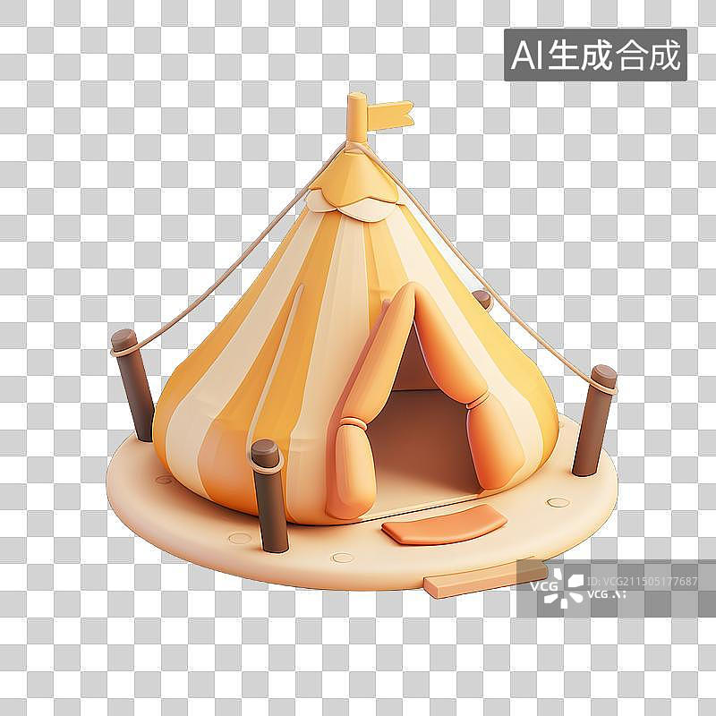 【AI数字艺术】卡通野炊帐篷场景图片素材