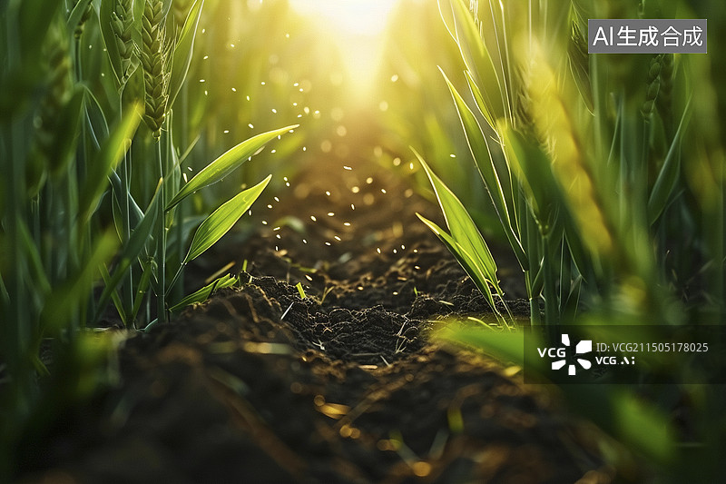 【AI数字艺术】土壤中长出的农作物图片素材