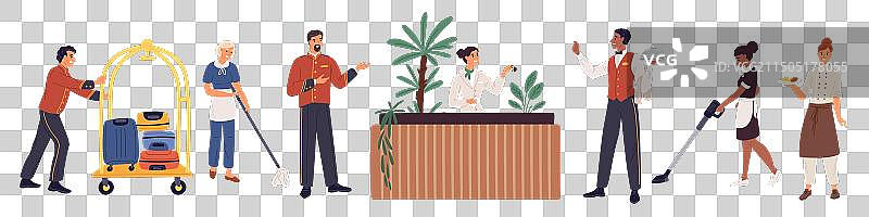 酒店员工在旅馆制服女佣图片素材