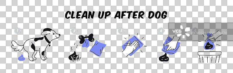 清理狗粪便信息图图片素材