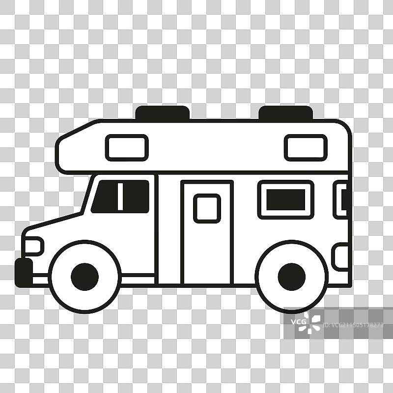 露营车房车卡车线性艺术设计图标图片素材