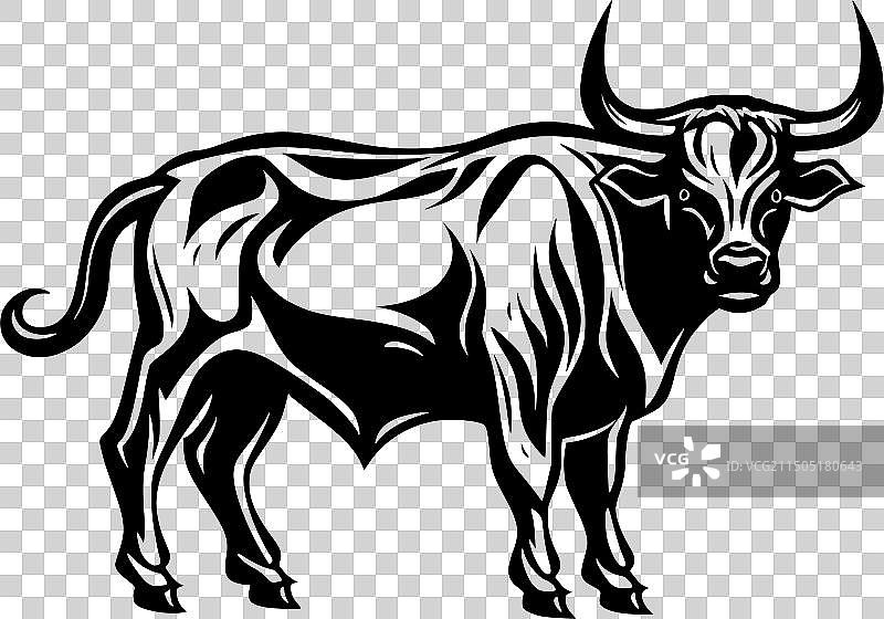 公牛极简剪影图片素材