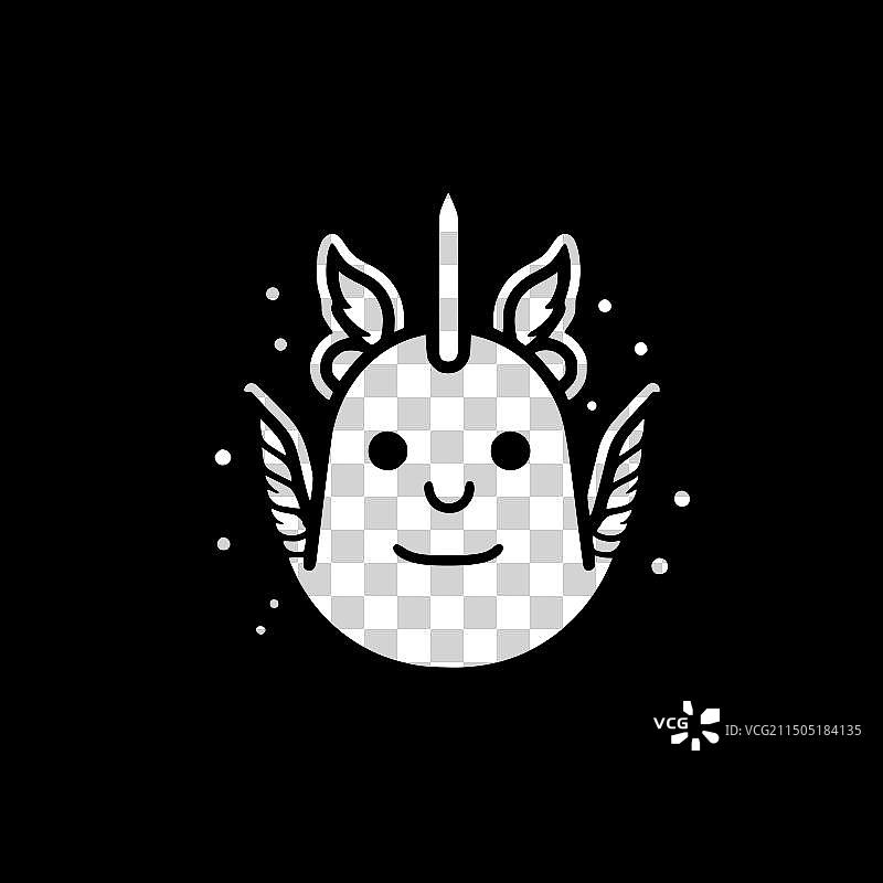 独角鲸黑白隔离图标图片素材