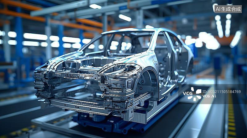 【AI数字艺术】汽车制造厂的车架图片素材