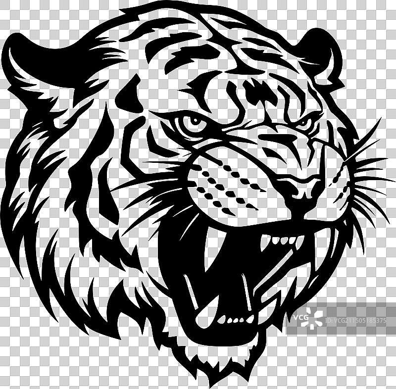 老虎-极简主义和简单的轮廓图片素材