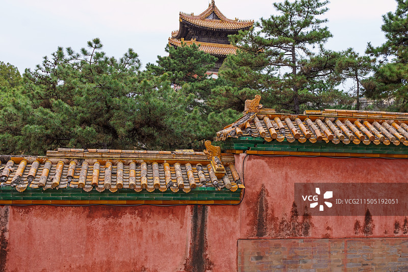 河北唐山清东陵菩陀峪定东陵(慈禧陵)围墙局部图片素材