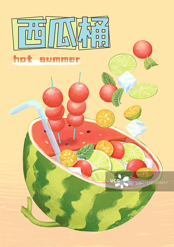 小暑大暑节气创意水果西瓜解渴解暑饮料小吃图片素材