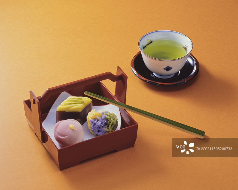 日式点心和日本茶图片素材