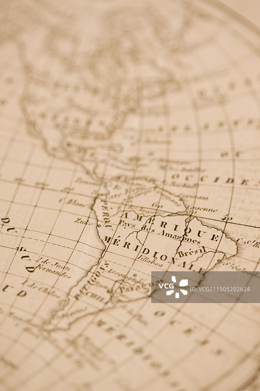 古旧的南美洲地图图片素材