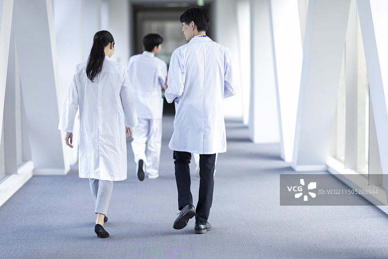 医生在走廊里行走的背影图片素材