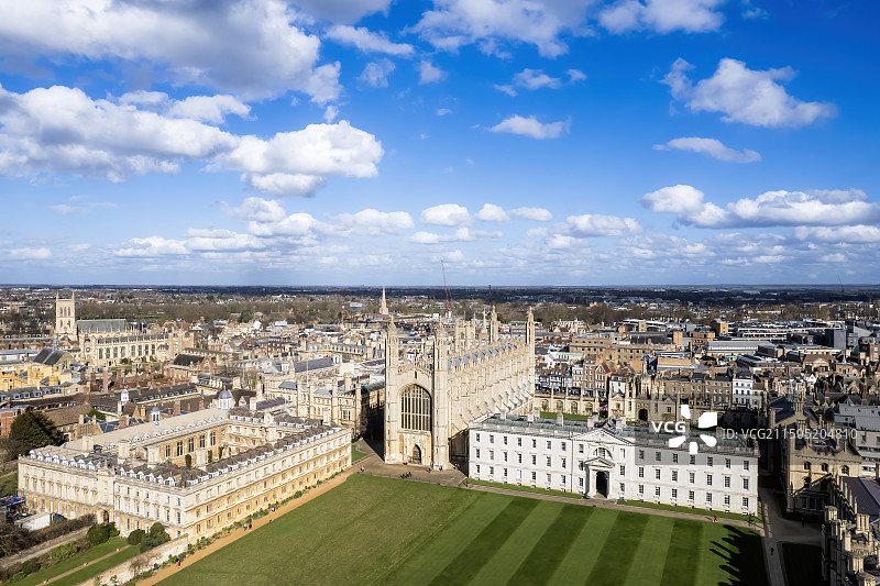 英国剑桥大学国王学院航拍全景图图片素材