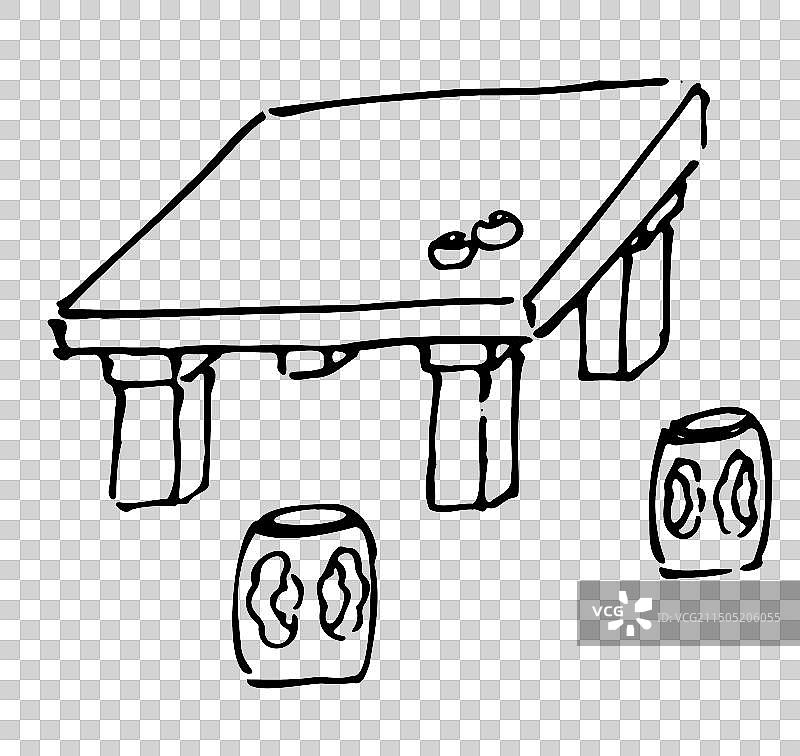 古典风格，家具，桌椅，明式家具，古代家具，茶几，圈椅，线描，黑白，中国风，古典风格，插画，设计，元素图片素材