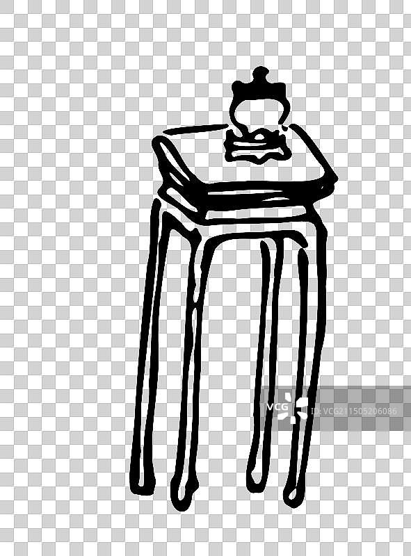 古典风格，家具，桌椅，明式家具，古代家具，茶几，圈椅，线描，黑白，中国风，古典风格，插画，设计，元素图片素材