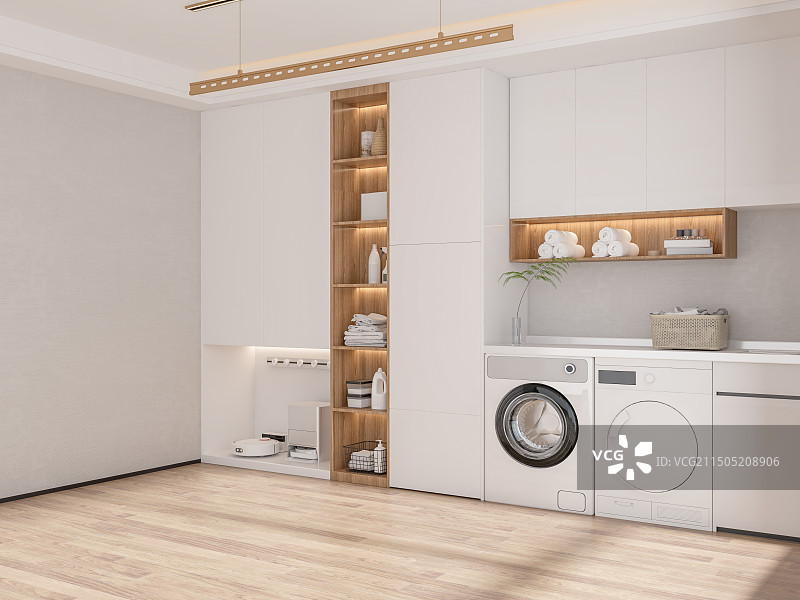 现代风格生活阳台嵌入式洗衣机图片素材