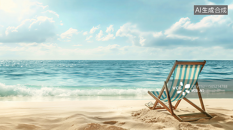 【AI数字艺术】大海边的躺椅图片素材