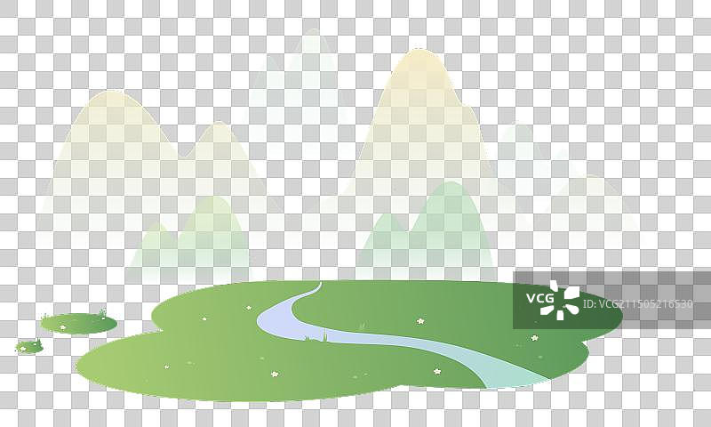 插画元素中国山水田园背景图片素材