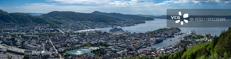 挪威卑尔根-俯瞰卑尔根市全貌图片素材