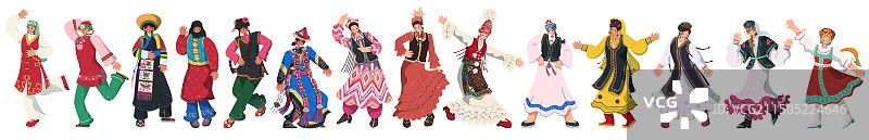 西北地区少数民族女性服饰插画人物图片素材