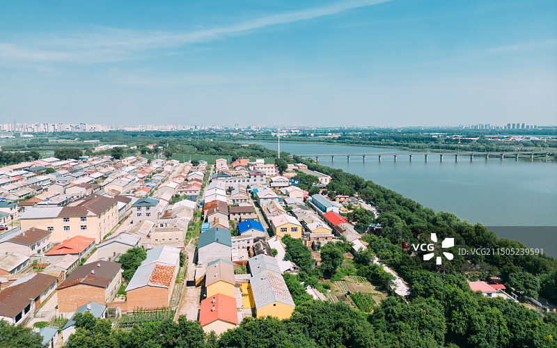 航拍哈尔滨长岭湖度假村风光图片素材