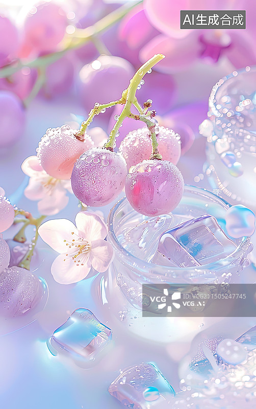 【AI数字艺术】冰爽牛奶葡萄汁图片素材
