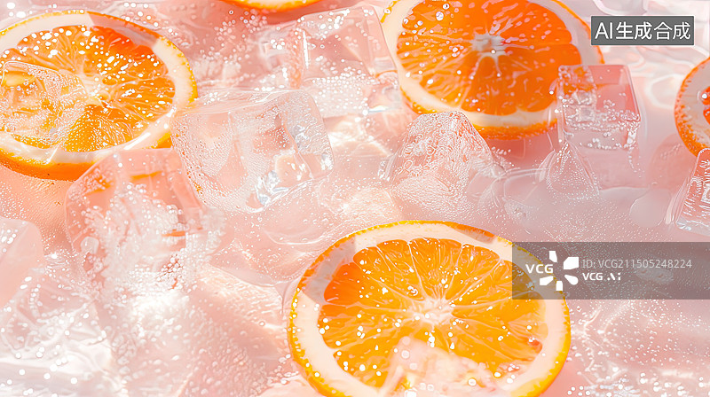 【AI数字艺术】橙子冰爽汽水图片素材