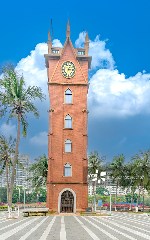 海南海口八景之一的海口钟楼,地标图片素材