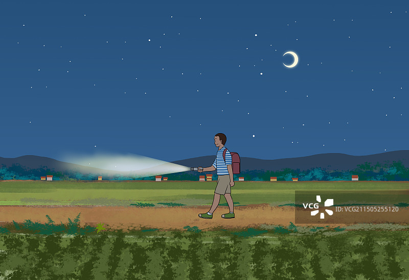 童年往事小时候美好回忆乡村乡下农村留守儿童孩子小学生上学放学走读上夜校回家天黑资讯插画图片素材
