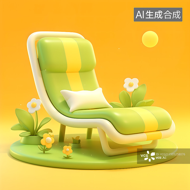 【AI数字艺术】夏日沙滩椅图片素材