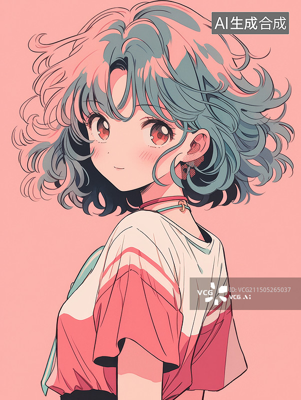 【AI数字艺术】复古日漫女孩图片素材