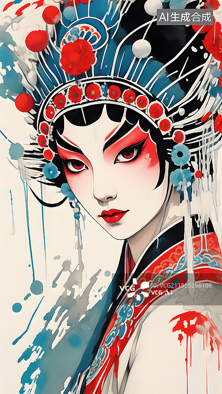 【AI数字艺术】国潮风京剧角色图片素材