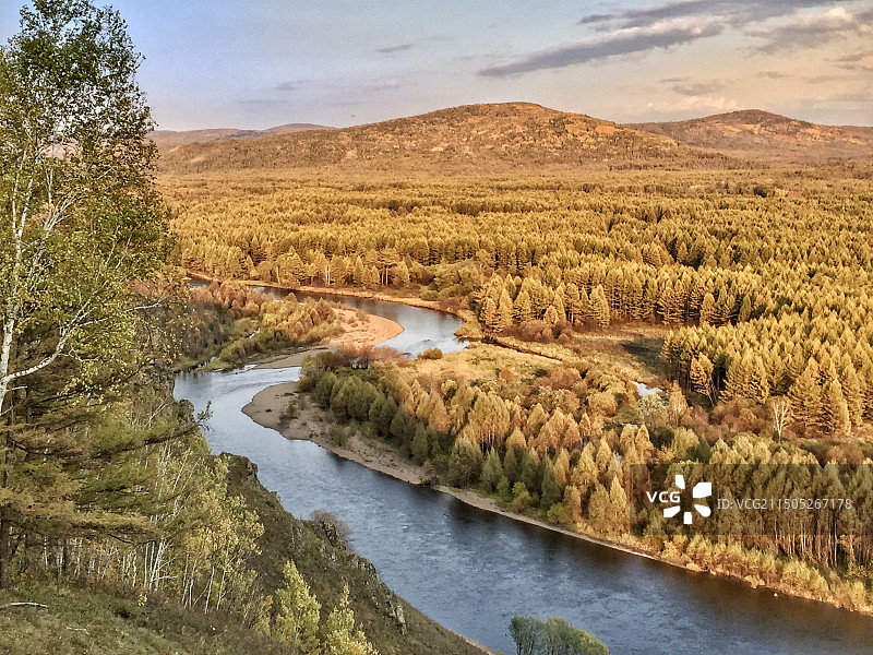 根河源国家湿地公园秋色图片素材