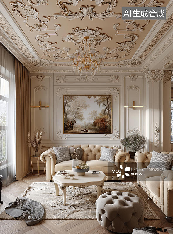 【AI数字艺术】奢华的客厅图片素材