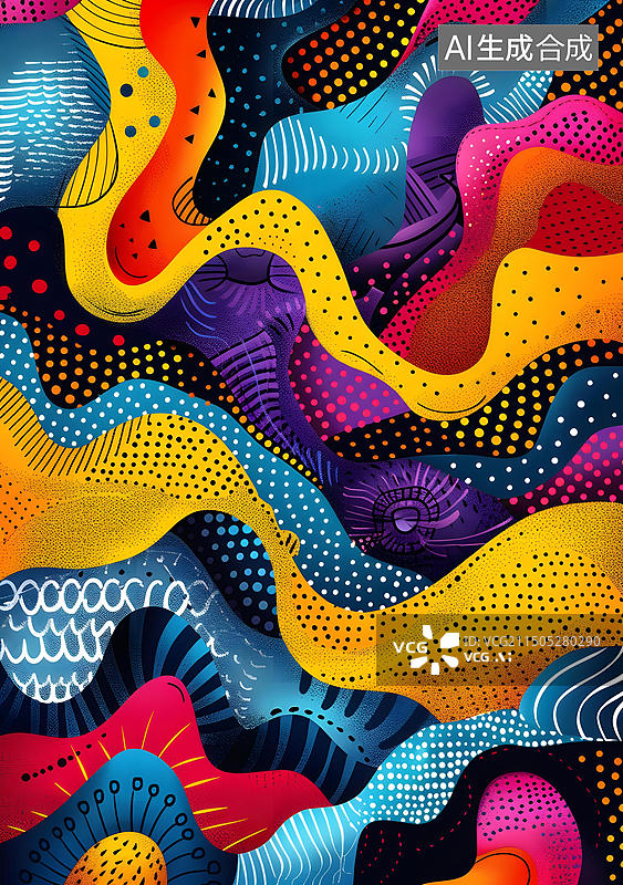 【AI数字艺术】彩色波浪抽象背景图片素材