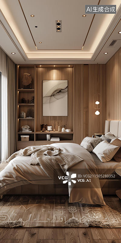 【AI数字艺术】实木卧室效果图图片素材
