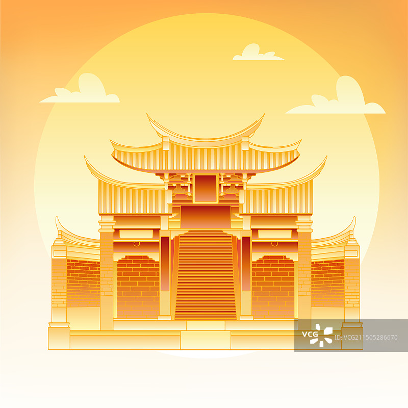 福建泉州古建筑真武庙插画元素图片素材