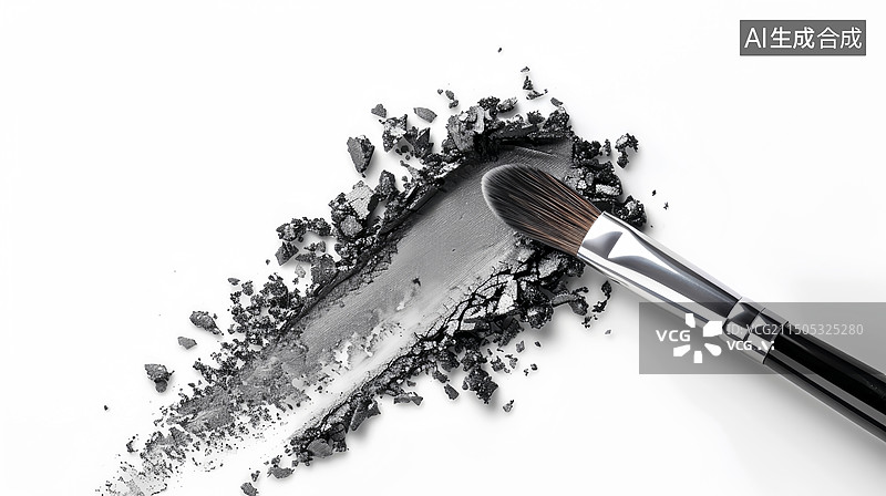 【AI数字艺术】烟灰银色眼影和化妆刷图片素材