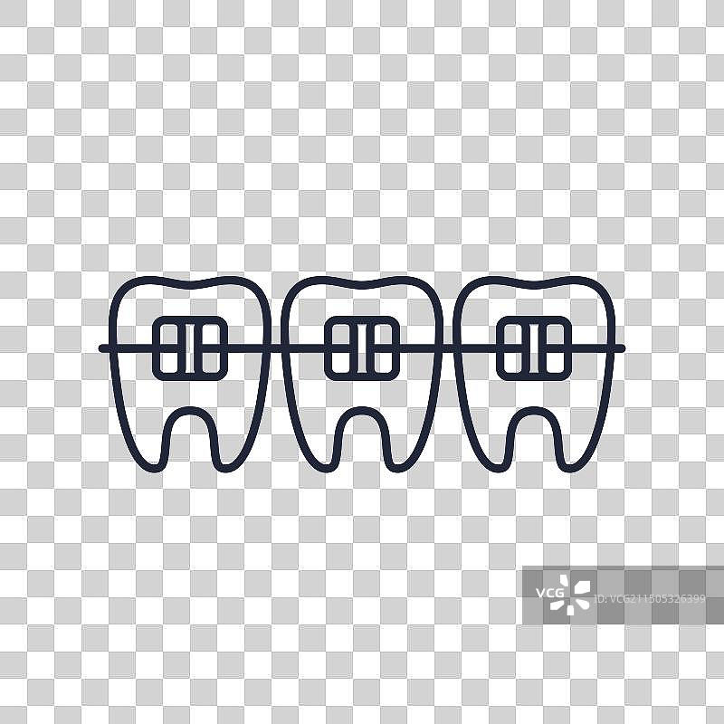牙套和牙齿线条图标图片素材
