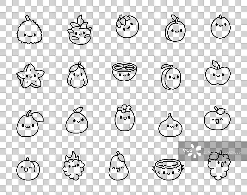 可爱卡通水果着色页图片素材