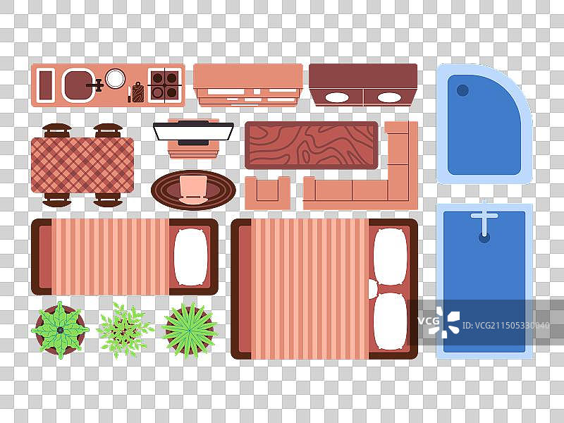 家具家居床厨房餐桌顶视图图片素材