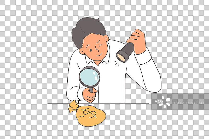商务人士查看一小袋钱图片素材