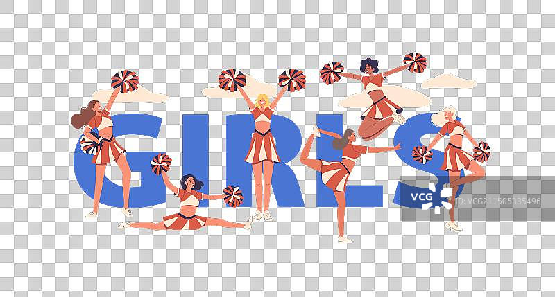 年轻女性群体的女孩概念图片素材