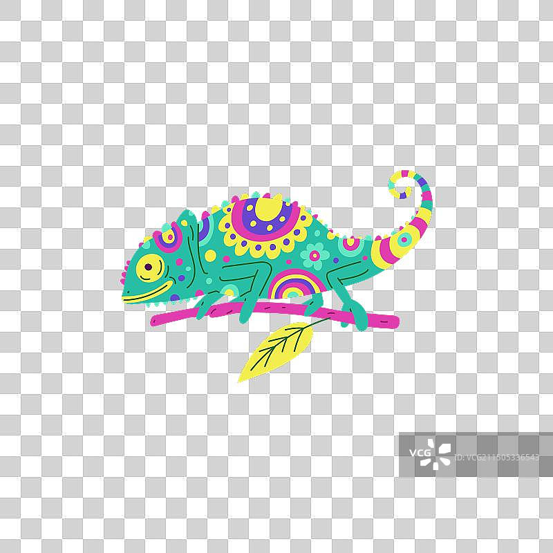 带有彩色阿莱布里赫设计的墨西哥变色龙图片素材