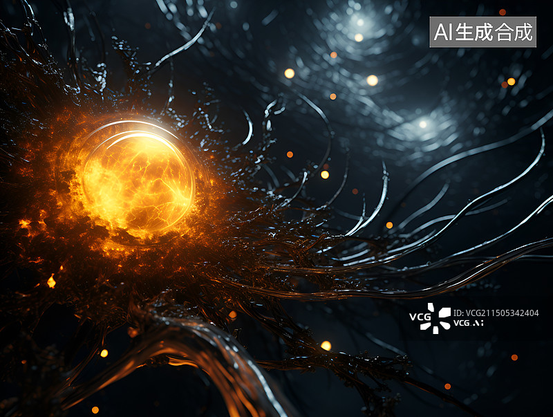 【AI数字艺术】细胞被电击离子炸裂图片素材