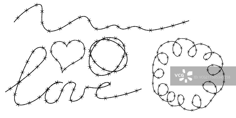 圆形扭曲的带刺铁丝网轮廓图片素材